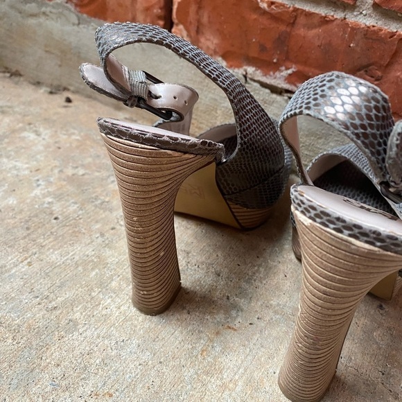 MRKT. Womens 9 Metallic Peeptoe Slingback Chunky Heels - Picture 7 of 12